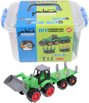 1 Set Assemble Car for Disassemble Agricultural Vehicle Model with Storage Box Manual Drill Accessories Safe Plaything for Imagination Development