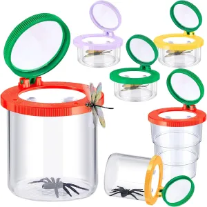10 Pcs Insect Bug Viewer Magnifying Bug Box Stretchable Collecting Jars Insect Cage Science Educational Kits Nature Exploration Toys