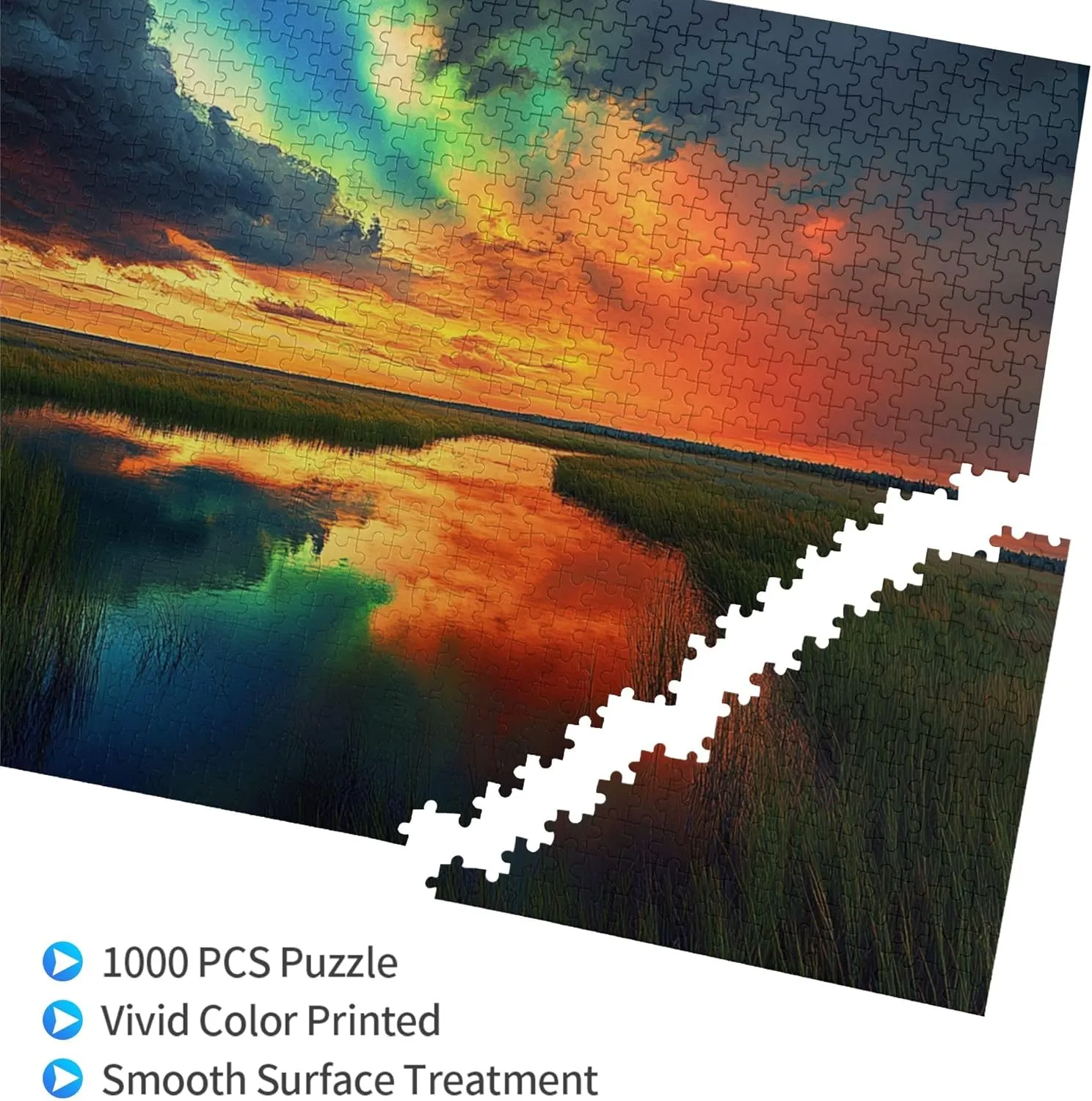 1000 Piece Jigsaw Puzzle for Adults Prairie Sunset,Great for Relaxation and Display for Puzzle Lovers,Vibrant Colors,Unique and Beautiful Design,Classic Sunset Scenery Wooden Puzzle