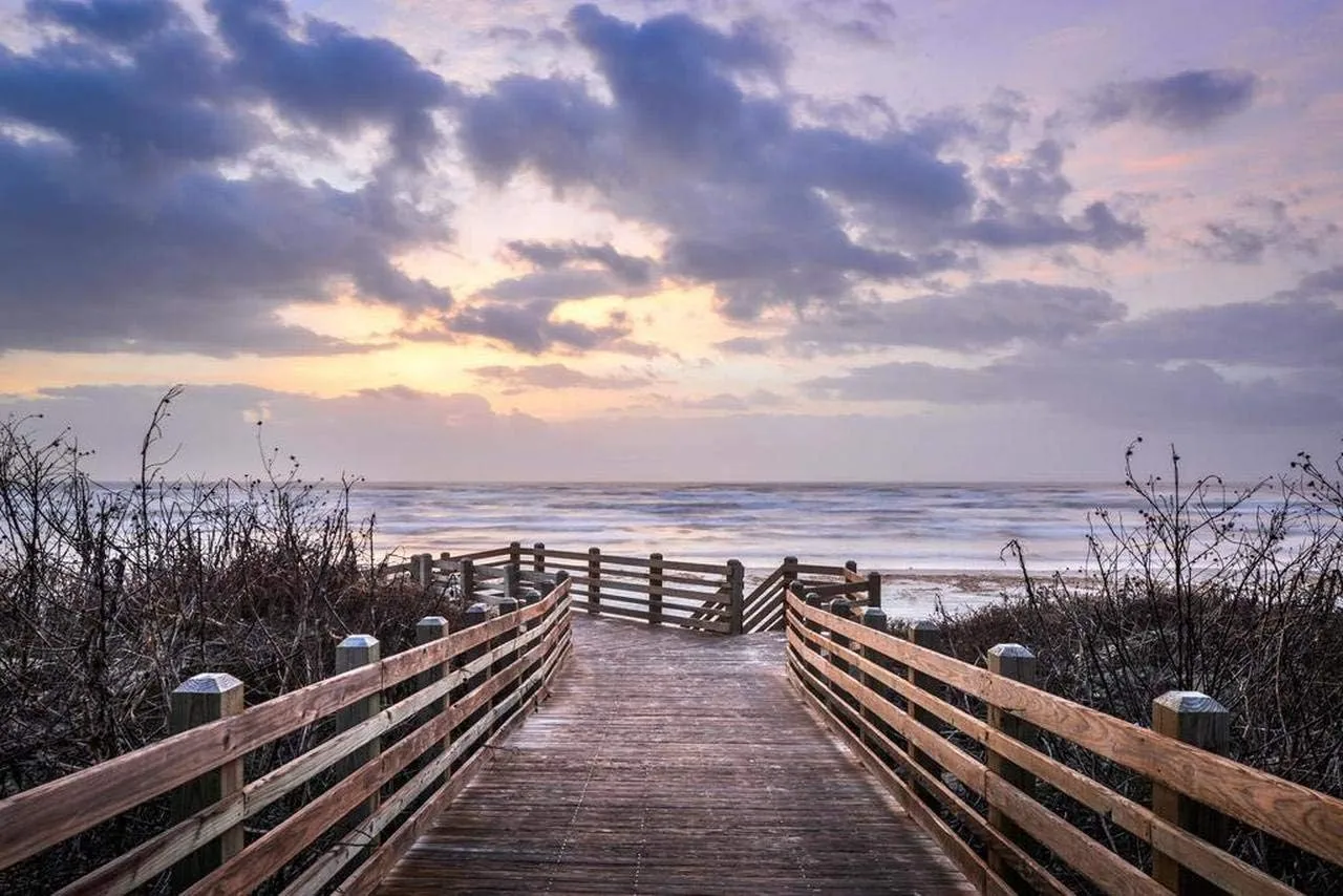 1000 Piece Jigsaw Puzzles Beach Boardwalk at Sunrise Port Aransas Texas Wooden Puzzle Toys Games for Adults Children Kids Teenagers Gift