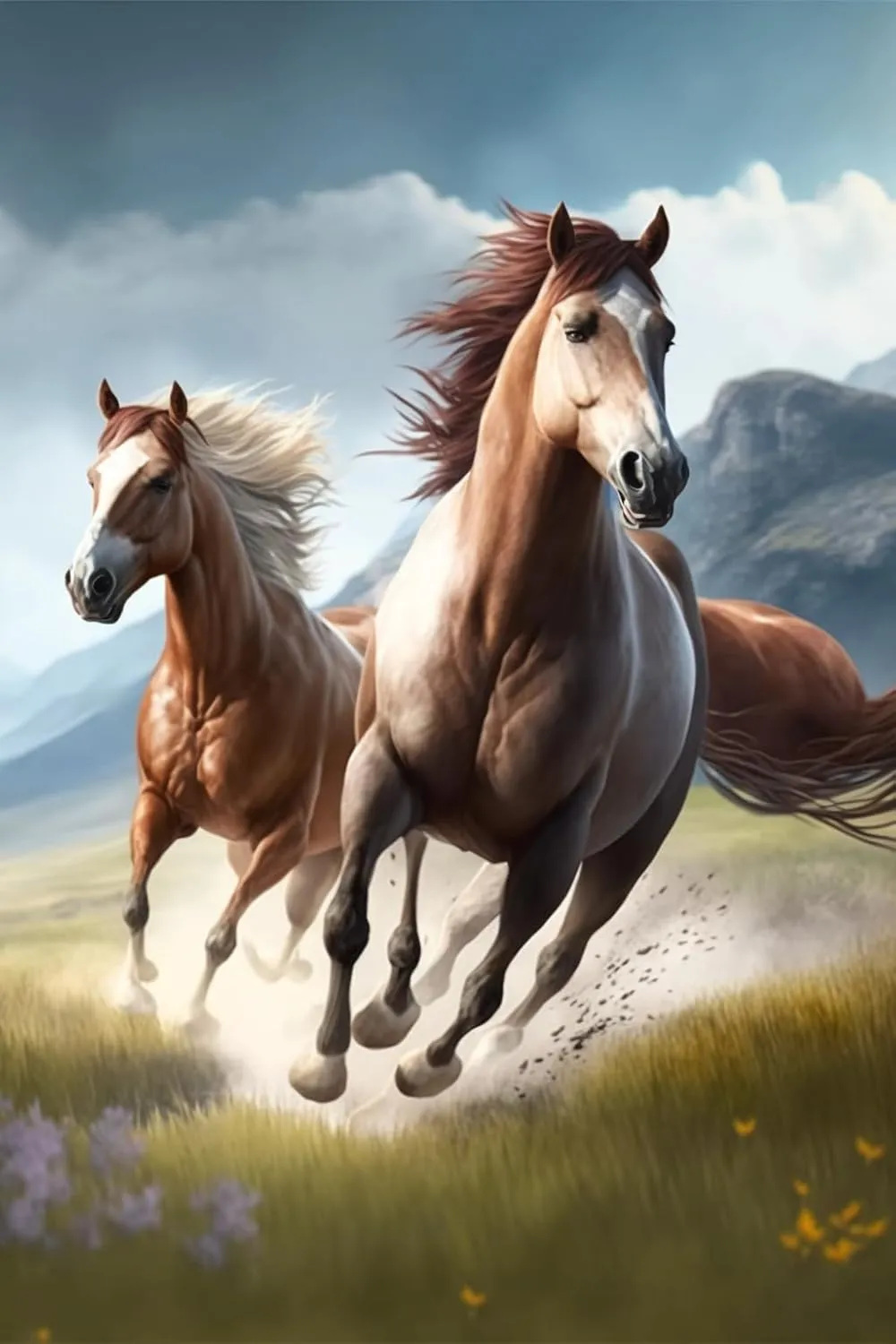 1000 Pieces Jigsaw Puzzle Wooden Puzzle Grassland Running Horses Picture Family Decorations Unique Birthday Present Suitable for Adults