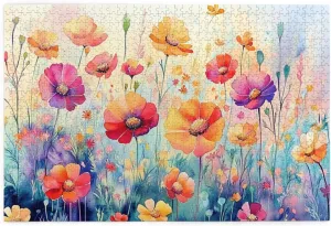 1000 Pieces of Adult Wooden Puzzle - The Flowers on The Grassland are Bright and Colorful,an Ideal Choice for Exercising brainpower,Patience and Hands-on Ability，Gifts for Family