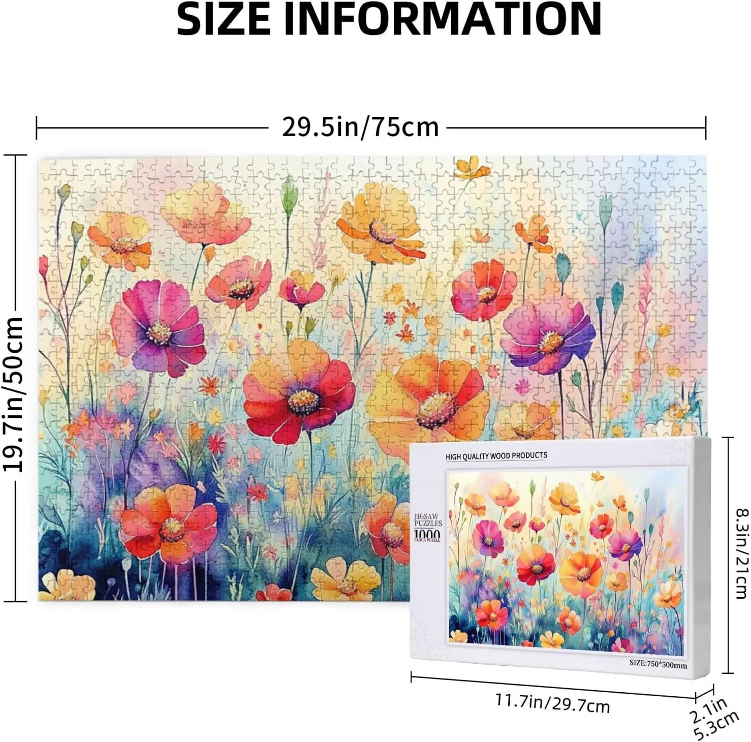 1000 Pieces of Adult Wooden Puzzle - The Flowers on The Grassland are Bright and Colorful,an Ideal Choice for Exercising brainpower,Patience and Hands-on Ability，Gifts for Family