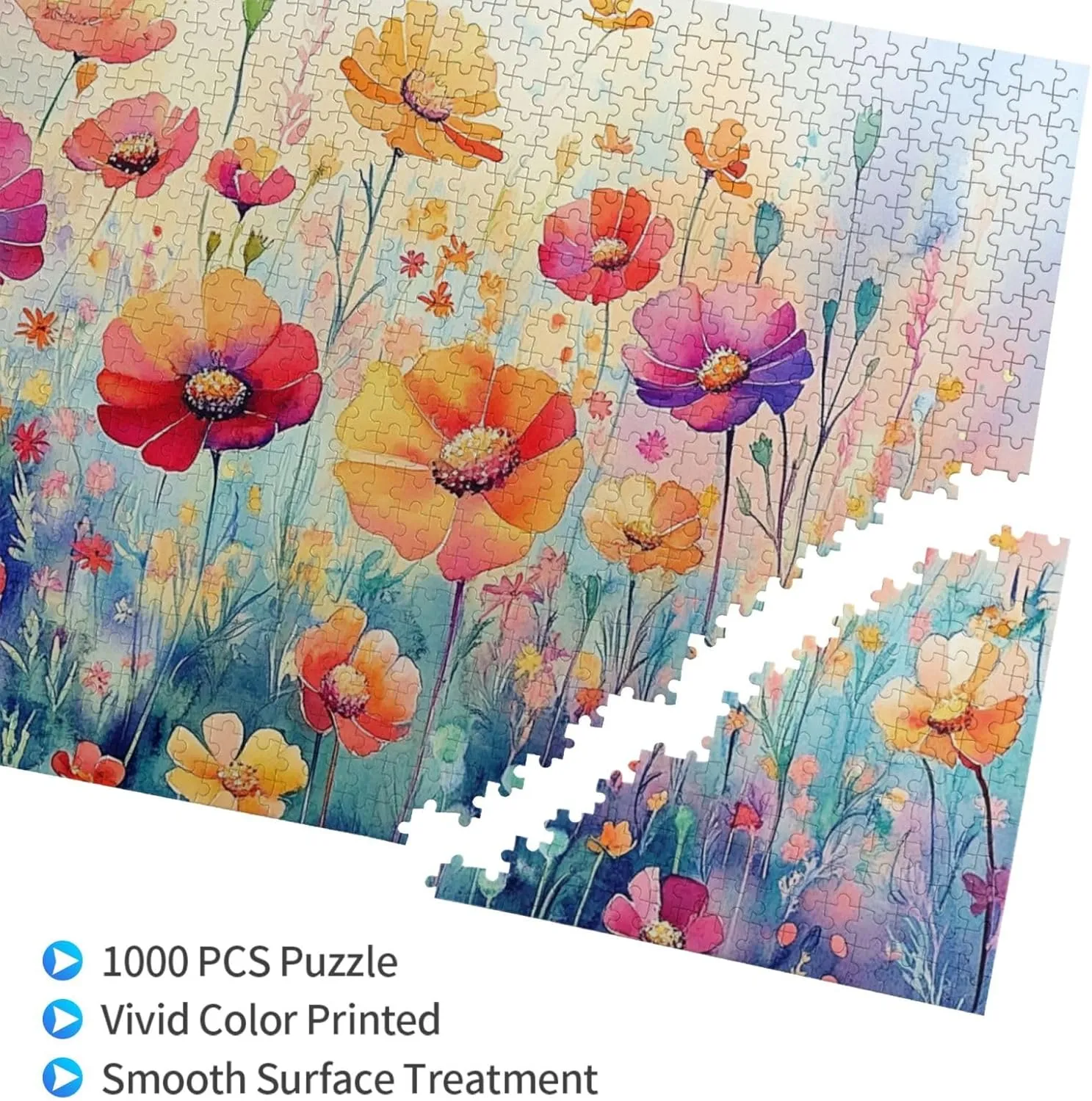 1000 Pieces of Adult Wooden Puzzle - The Flowers on The Grassland are Bright and Colorful,an Ideal Choice for Exercising brainpower,Patience and Hands-on Ability，Gifts for Family