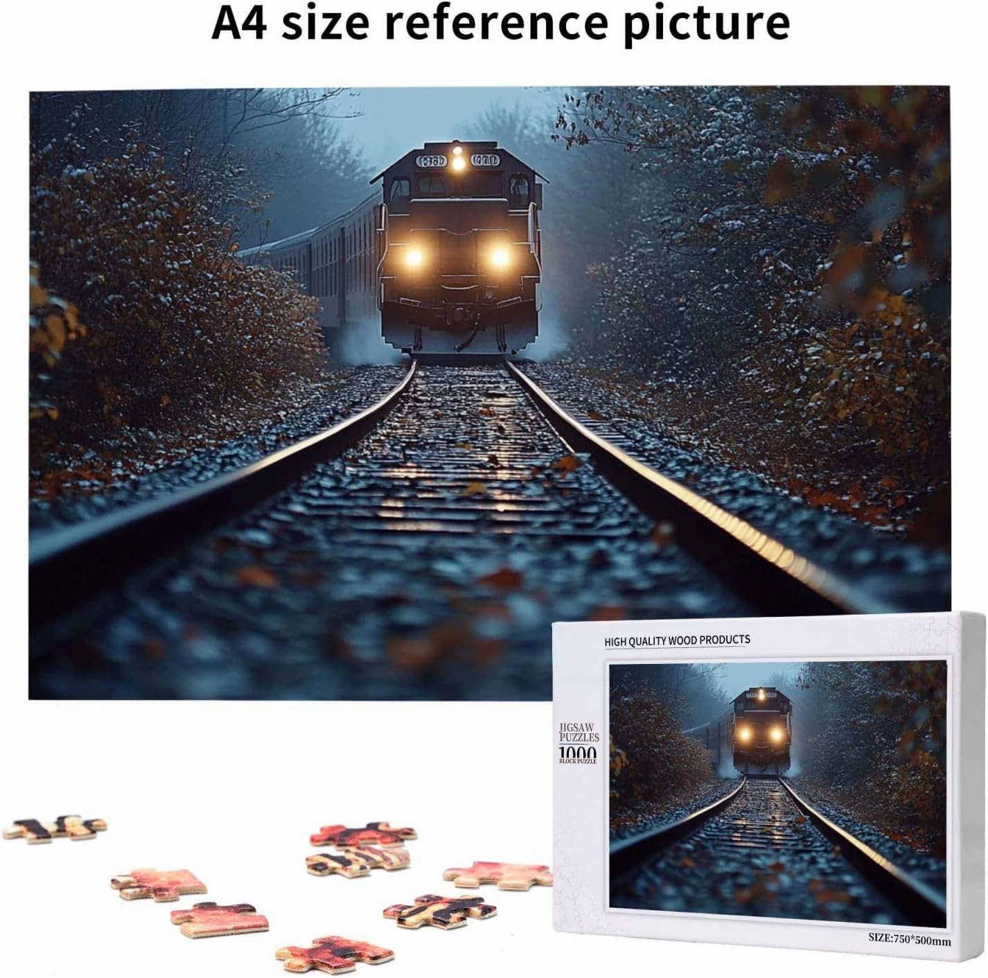 1000 pcs Adult Wooden Jigsaw Puzzle，The Locomotive in The Train Tracks,Stunningly Vibrant Colors Flight of Thought，UAdults Funny Artwork，Pieces Fit Together Perfectly，Gifts for Family