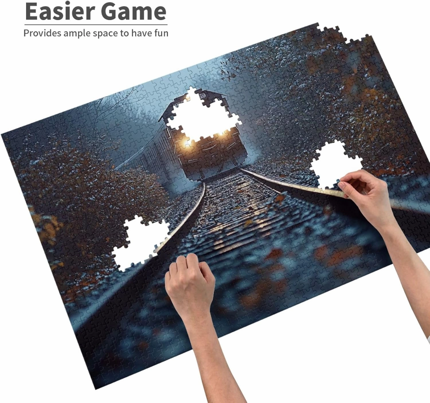 1000 pcs Adult Wooden Jigsaw Puzzle，The Locomotive in The Train Tracks,Stunningly Vibrant Colors Flight of Thought，UAdults Funny Artwork，Pieces Fit Together Perfectly，Gifts for Family