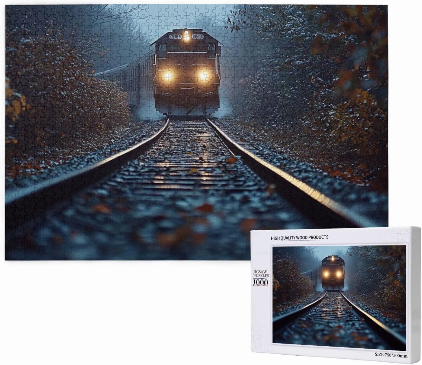 1000 pcs Adult Wooden Jigsaw Puzzle，The Locomotive in The Train Tracks,Stunningly Vibrant Colors Flight of Thought，UAdults Funny Artwork，Pieces Fit Together Perfectly，Gifts for Family