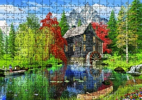 1000 Piece Jigsaw Puzzle for Adults Fishing by The Mill Wooden Puzzle Environmentally Friendly No Odor Challenging Educational Fun Family Holiday Activities Games Toys Gifts