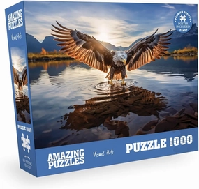 1000 Piece Jigsaw Puzzle for Kids and Adults 19x27in Poster Included - Hunting Eagle