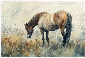 1000 Pieces of Adult Wooden Puzzle - Horses grazing on The Grassland,Unique and Beautiful Design,an Ideal Choice for Exercising brainpower，Thoughts soar，Gifts for Family and Friends