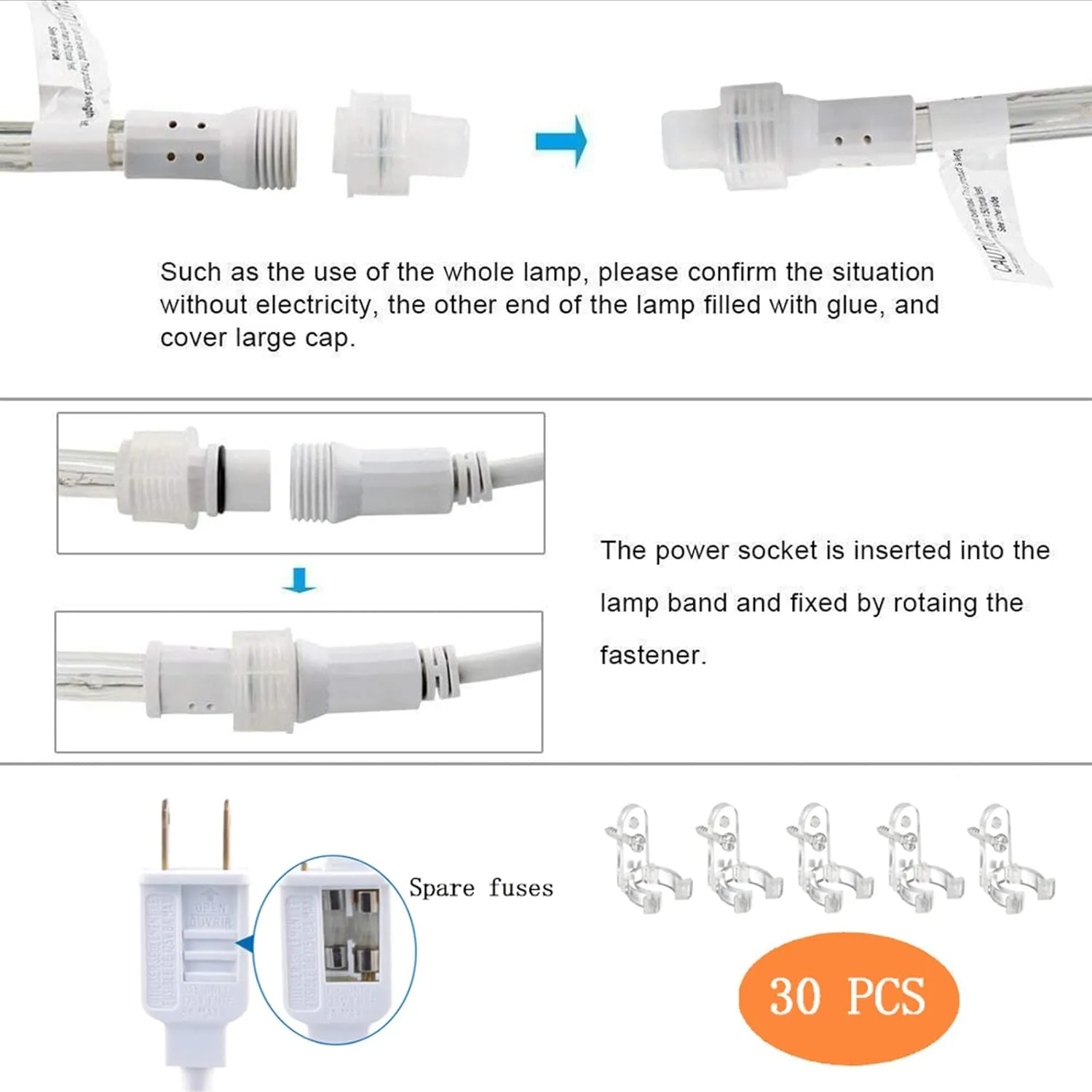 100ft LED Rope Lights Outdoor, 720 LED Connectable and Flexible Tube Lights with 8 Modes, Waterproof LED Rope Lighting for Garden, Patio, Pool, Bedroom, Party, Indoor Outdoor Decoration (Warm White)