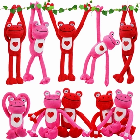 10 Pack Red Pink Hanging Animal for Kids Bulk 19.7 Inch Plush Stuffed Cute Plush Doll with Hand Soft Romantic Toy Furry Stuffed Animal for Wedding Birthday Gift(Frog)