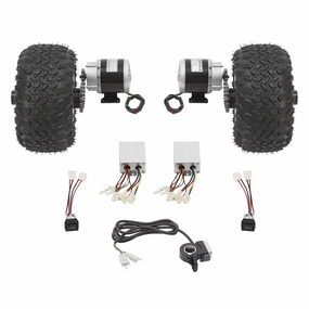 10Inch Motor Drive Air Wheel Conversion Kit, 36V 350W Double Wheel Set for Electrical Beach Scooter with Reverse Gear Switch, Wheel Kit with Thumb Throttle for Electric Cart Scooter
