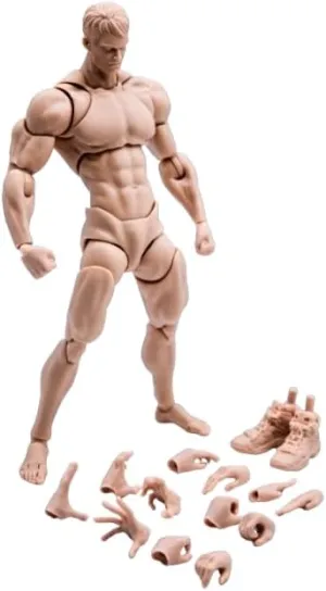 1/12 Scale Male Action Figure Muscle Strong Joint Body 6 inch Super Flexible 16cm Soldier Miniature Action Figure Body Doll Collectible Toy Model Gift (Pale Skin)
