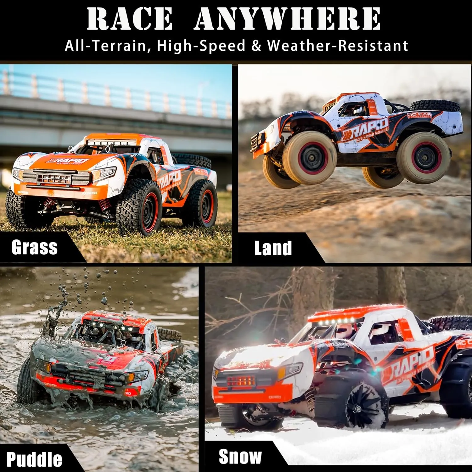1:14 RC Cars 70 KMH High Speed Brushless Remote Control Car All Terrain Fast Trophy Truck for Adults Boys 4WD Off-Road Hobby RC Buggy Big Short Course RC Monster Truck (RTR)