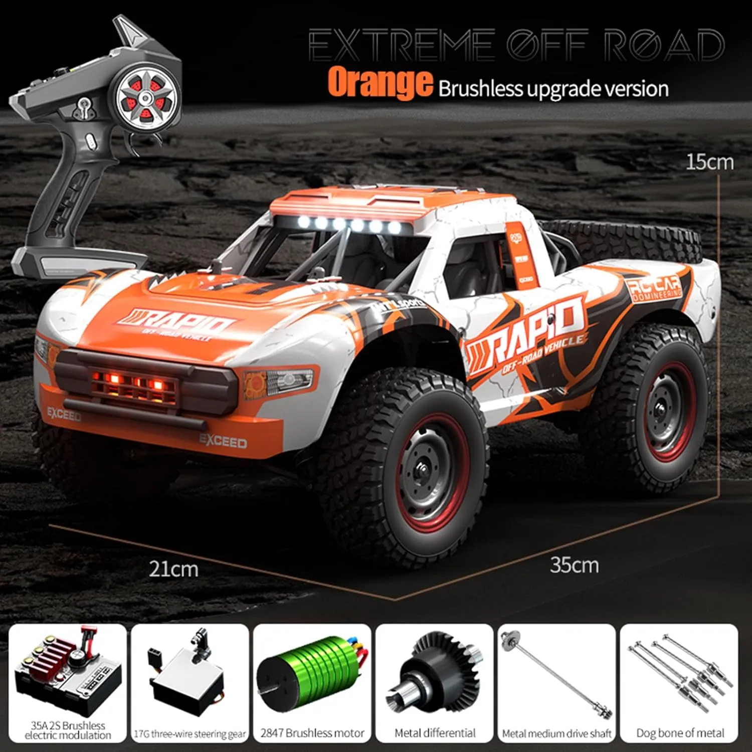 1:14 RC Cars 70 KMH High Speed Brushless Remote Control Car All Terrain Fast Trophy Truck for Adults Boys 4WD Off-Road Hobby RC Buggy Big Short Course RC Monster Truck (RTR)