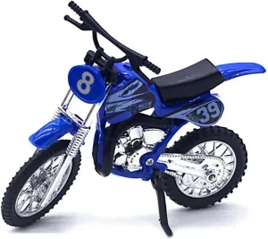 1:18 Ratio Alloy Off-Road Motorcycle Model Simulation Car Scooter Sports Bike Figurine Motorcycle Metal Die-Casting Vehicle Toy Car Racing Model Replica Boy Gift Motorcycle Model(Blue)