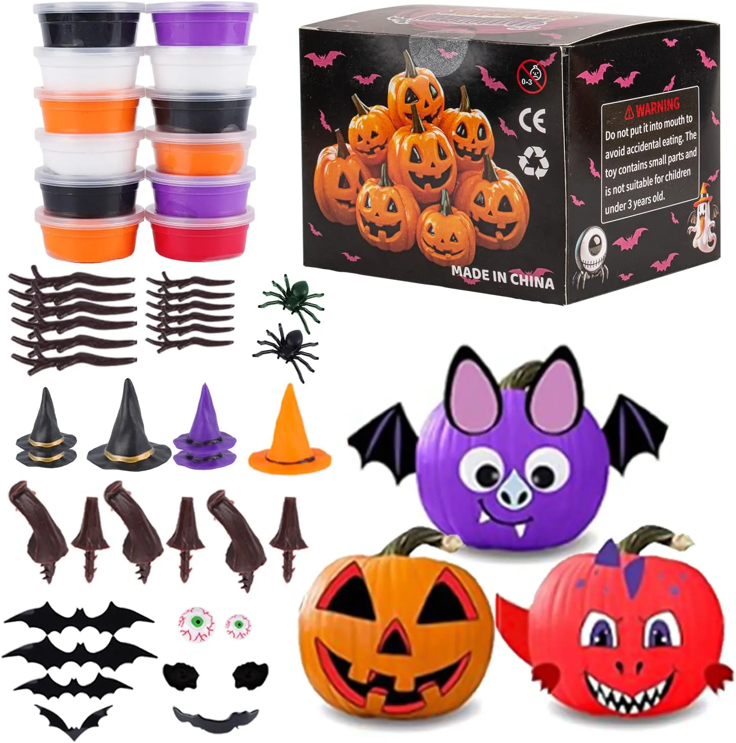 12-Pack Halloween Sets, Modeling Clay DIY Kit, Perfect for Halloween's Holiday Party Decoration