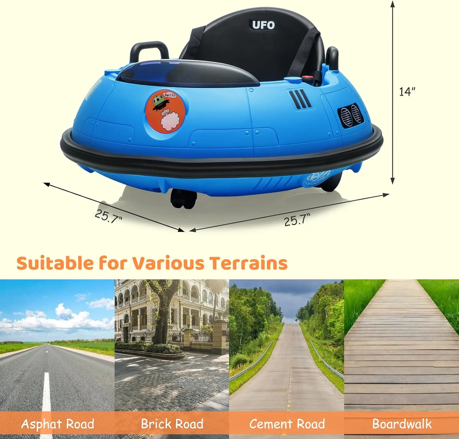 12V Electric Ride on Bumper Car for Toddlers, Kids Bumper Car with Remote Control, LED Lights & 360 Degree Spin, Indoor and Outdoor for 18  Months Kids (Blue)