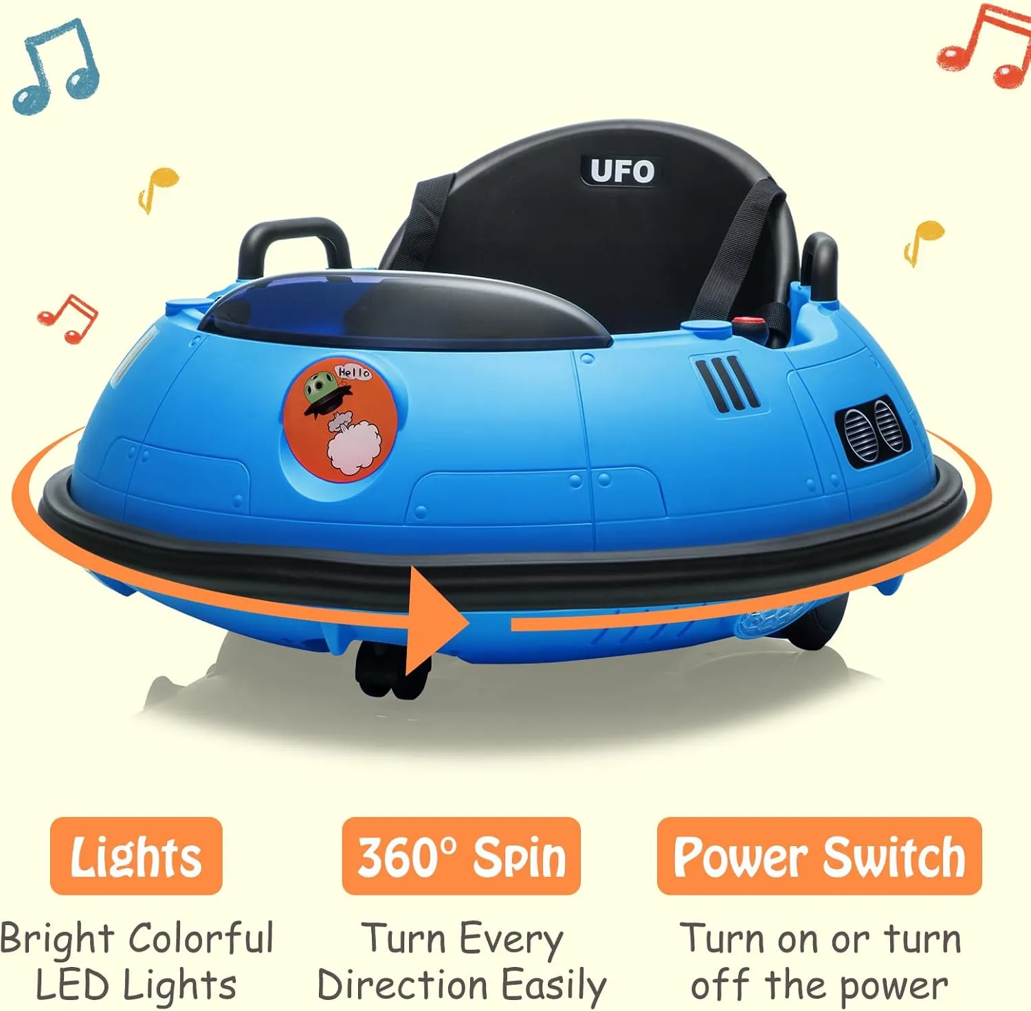 12V Electric Ride on Bumper Car for Toddlers, Kids Bumper Car with Remote Control, LED Lights & 360 Degree Spin, Indoor and Outdoor for 18  Months Kids (Blue)