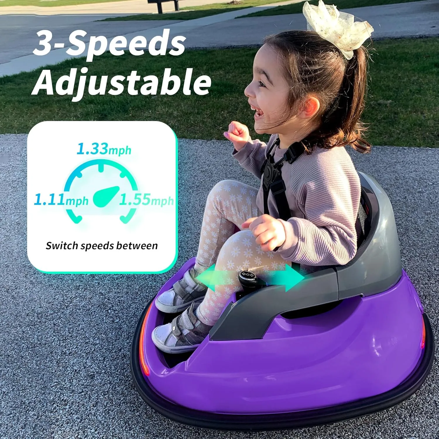 12V Kids Electric Bumper Car, Baby Bumper Car for Toddlers w/Remote Control, 360° Spinning - Purple