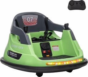 12V Kids Ride On Bumper Car, Toddlers Bumper Car with Remote Control, 360 Degree Spin, LED Lights, Music, Electric Kids Car, Ride On Toy for Boys Girls, Green