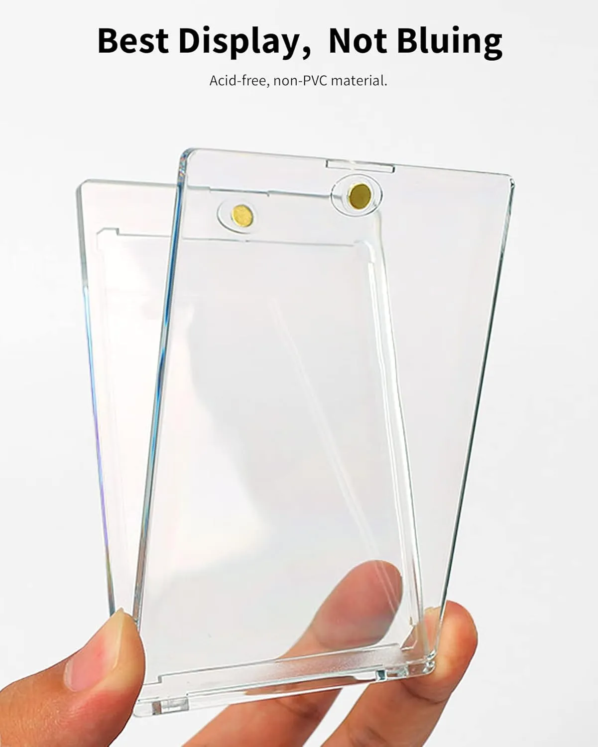 130pt Magnetic Card Holders for Trading Cards - White Clear One Touch Hard Cases, 20 Pack