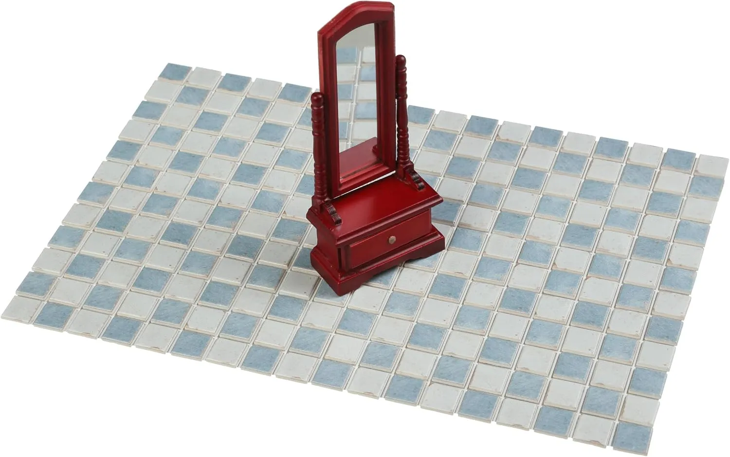 150 pcs, Dollhouse Flooring, 1:12 Scale Doll House Tiles, Miniature Checkerboard Floor, REDUCIO! (Antique Blue & Cream)