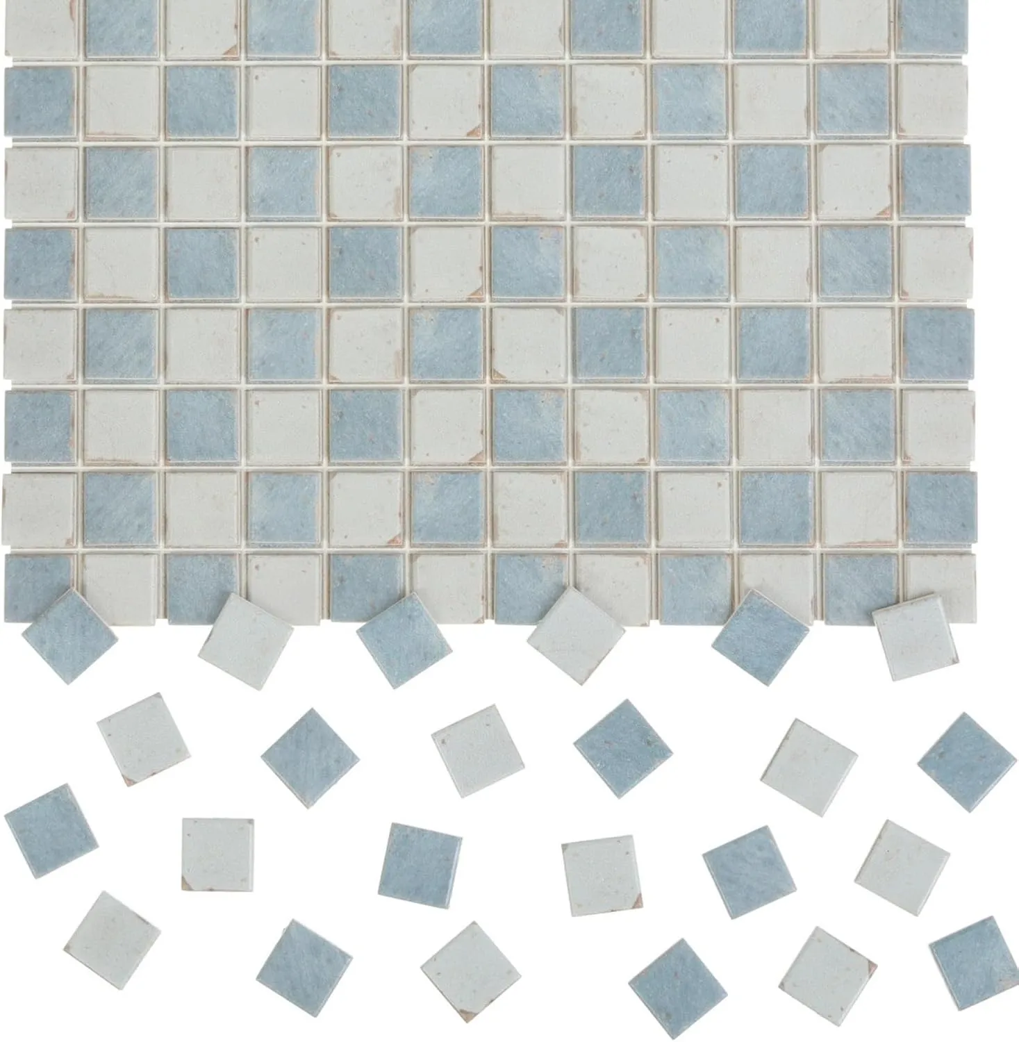 150 pcs, Dollhouse Flooring, 1:12 Scale Doll House Tiles, Miniature Checkerboard Floor, REDUCIO! (Antique Blue & Cream)