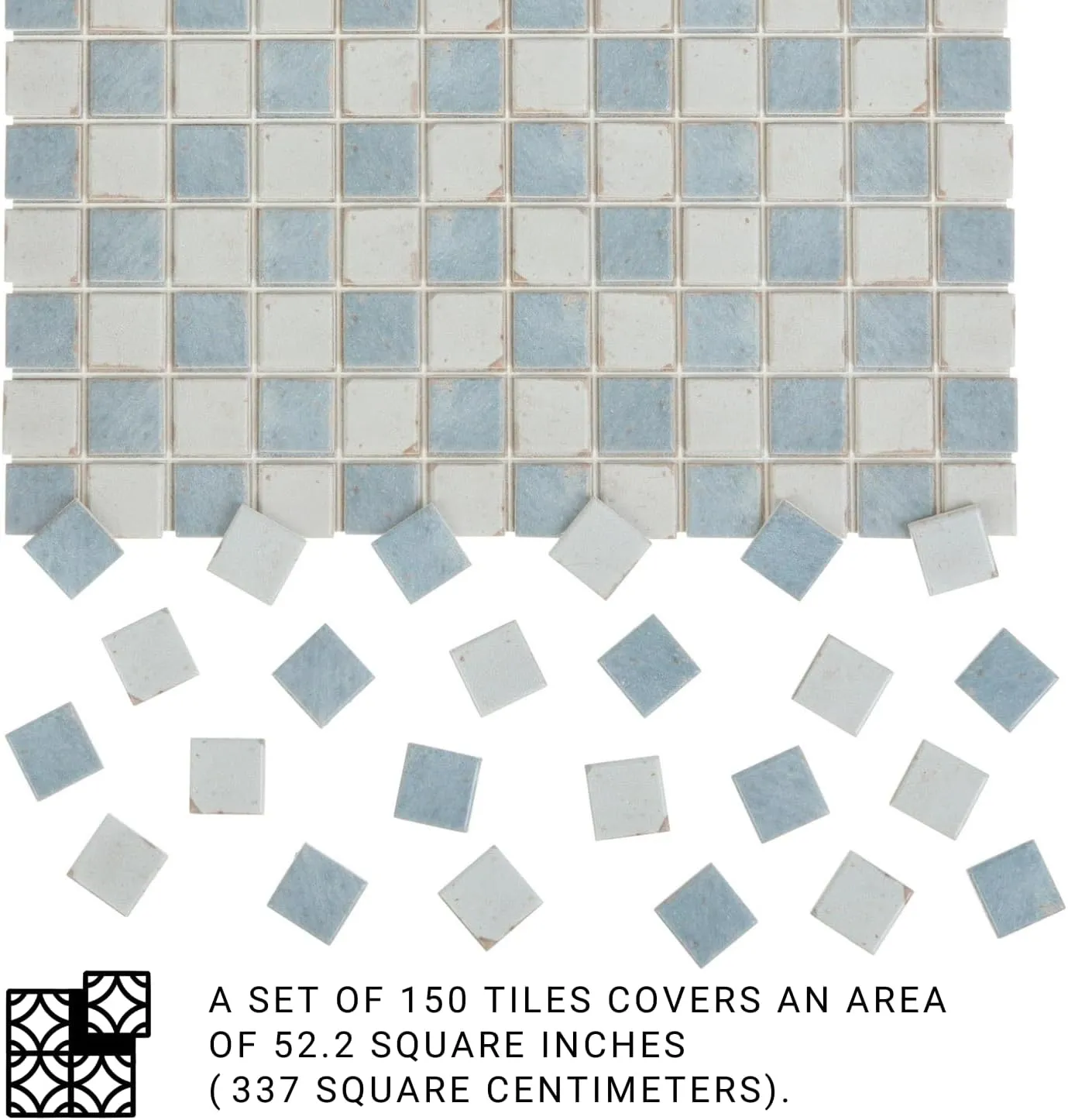 150 pcs, Dollhouse Flooring, 1:12 Scale Doll House Tiles, Miniature Checkerboard Floor, REDUCIO! (Antique Blue & Cream)