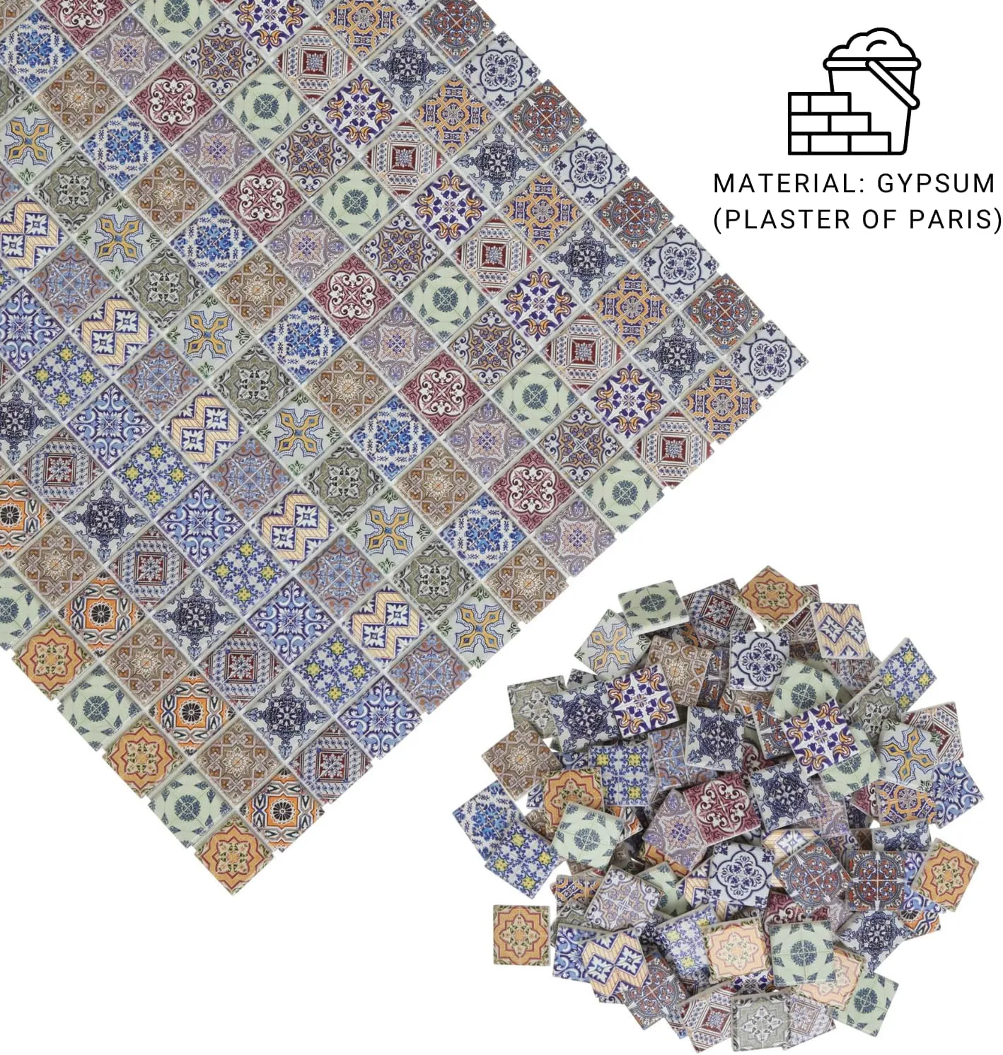 150 pcs, Dollhouse Flooring, 1:12 Scale Doll House Tiles, Miniature Checkerboard Floor, REDUCIO! (Spanish Tiles)