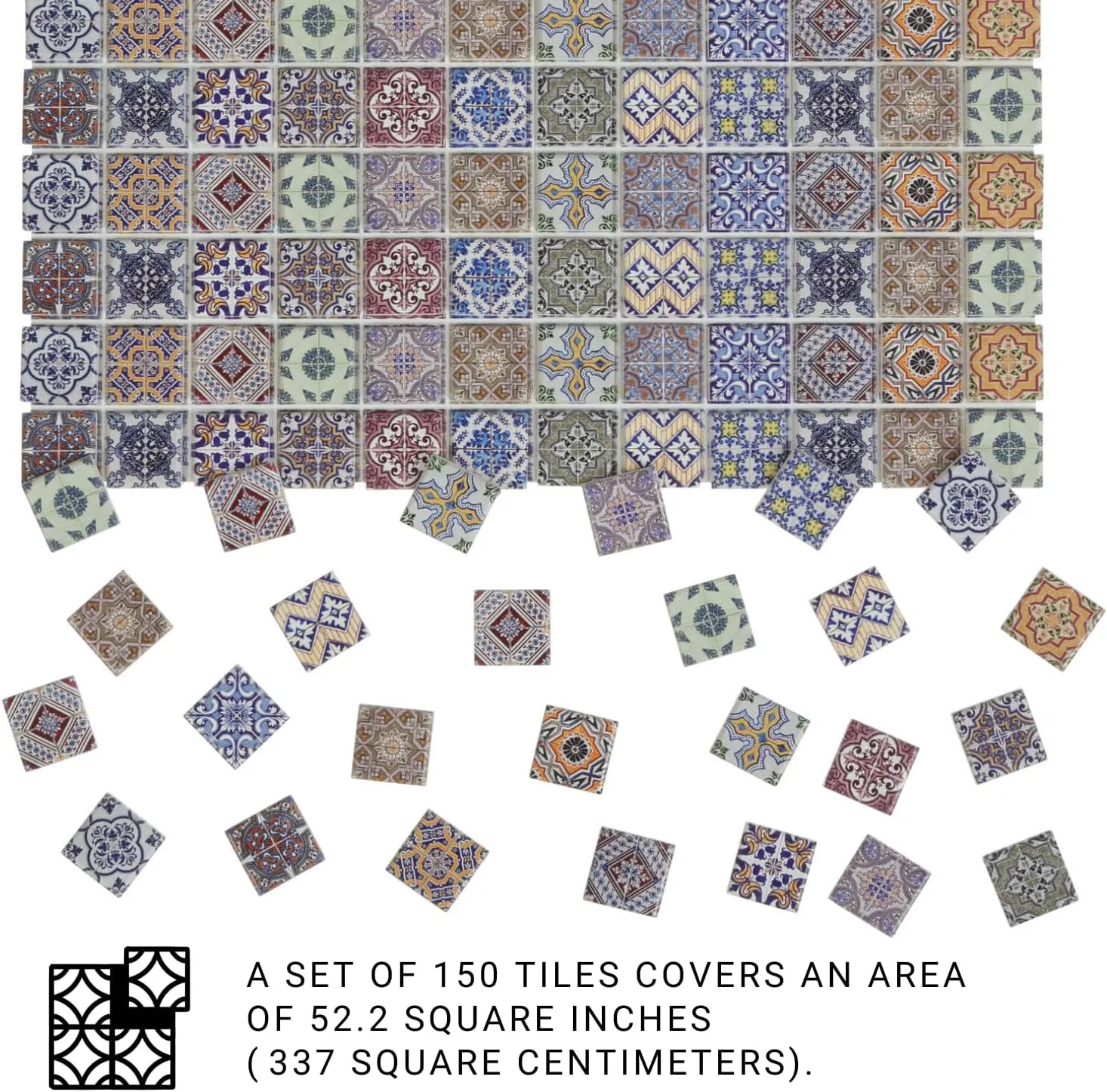 150 pcs, Dollhouse Flooring, 1:12 Scale Doll House Tiles, Miniature Checkerboard Floor, REDUCIO! (Spanish Tiles)