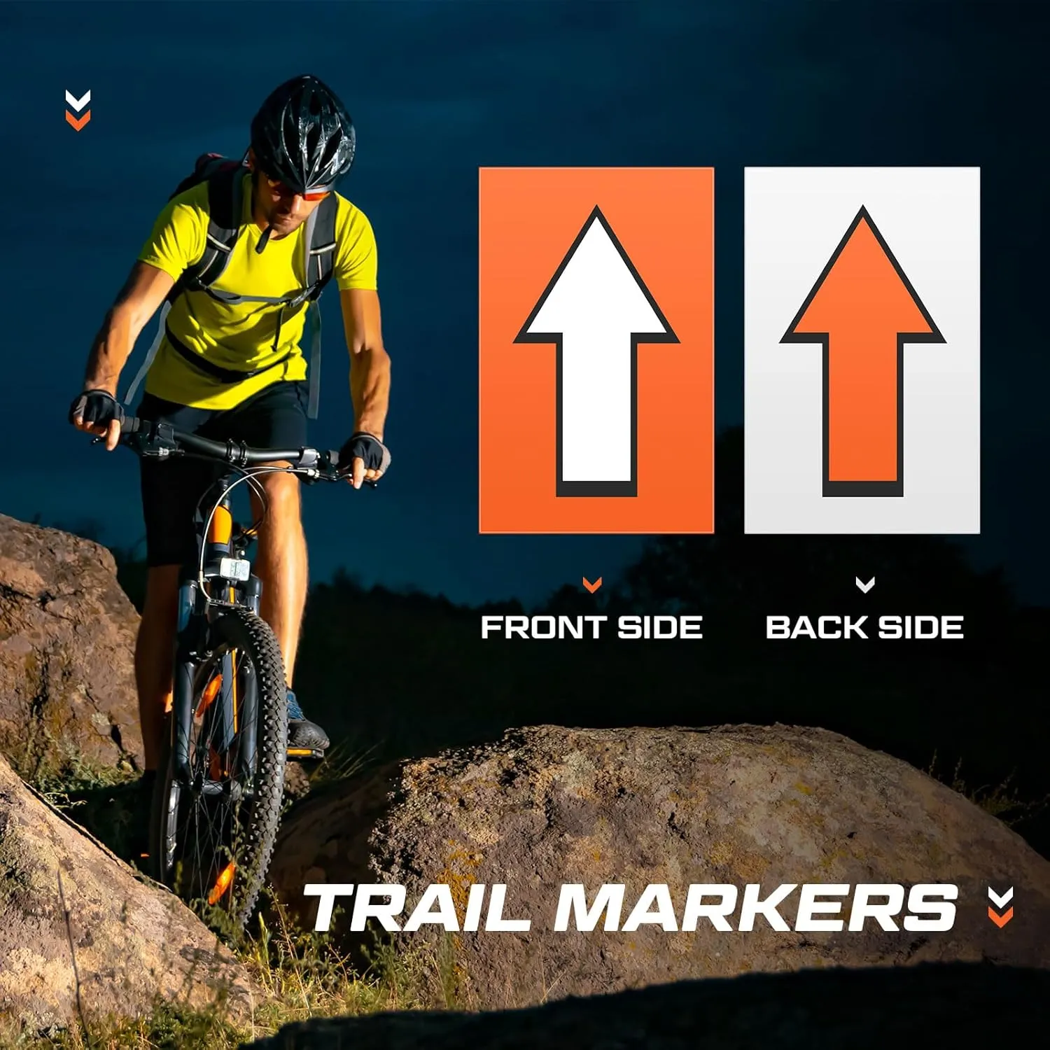 150 Pcs Racing Course Trail Marker Arrow Sticker Arrow Sign Directional Signs Floor Markers Flashing Arrow Signs Outdoor Camping Hiking Hunting Driving, 8"x5"