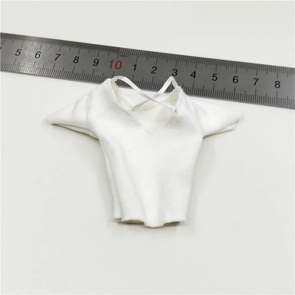 1/6 Scale Female Action Figure Doll Clothes Short Sleeved T-Shirt Knit Shirt for 12 Inch Joint Flexible Figure Doll Miniatures Accessories Doll(White)