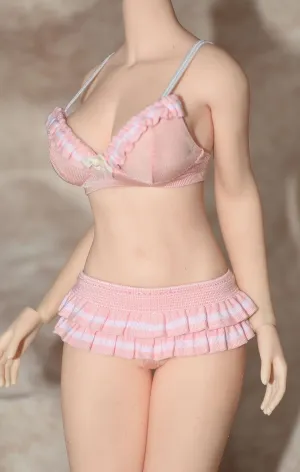 1/6 Scale Female Action Figure Doll Lace Underwear Cloth for 12 Inch Female Joint Flexible Figure Doll Miniatures Accessories Doll(Pink)