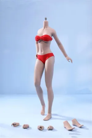 1/6 Scale Female Body, Female Super Flexible Pale/Suntan Skin Seamless Action Figure Body Doll with Detachable Feet (S49A Suntan Skin No Head)