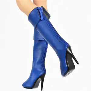 1/6 Scale Female Soldier Model Figure Doll High Heel Boots JC05 for 12" Movable Doll Action Figure，Flexible Seamless Doll Miniatures Accessories Doll(Blue)