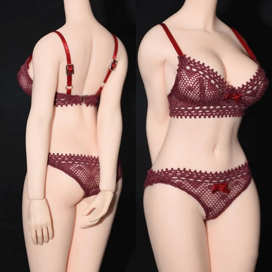 1/6 Scale Figure Doll Clothes Lace Underwear Underpants 8YU2 for 12" Female Action Figure, Flexible Seamless Doll Silicone Body Doll(Red)
