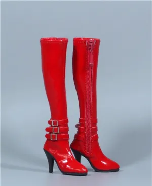 1/6 Scale Figure Doll Clothes Long Boots EW8 for 12" Female Action Figure, Flexible Seamless Doll Silicone Body Doll(Red)