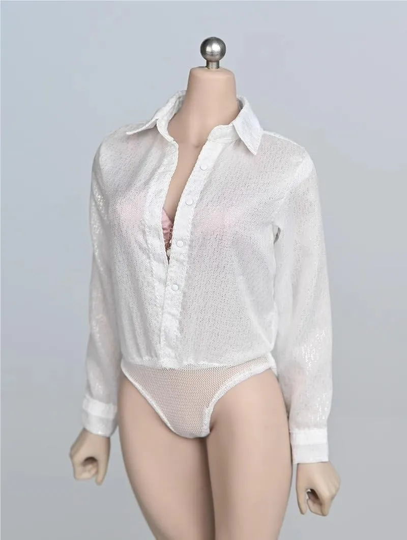 1/6 Scale Figure Doll Clothes Long Sleeve Shirt Bodysuits for 12" Female Action Figure, Flexible Seamless Doll Silicone Body Doll