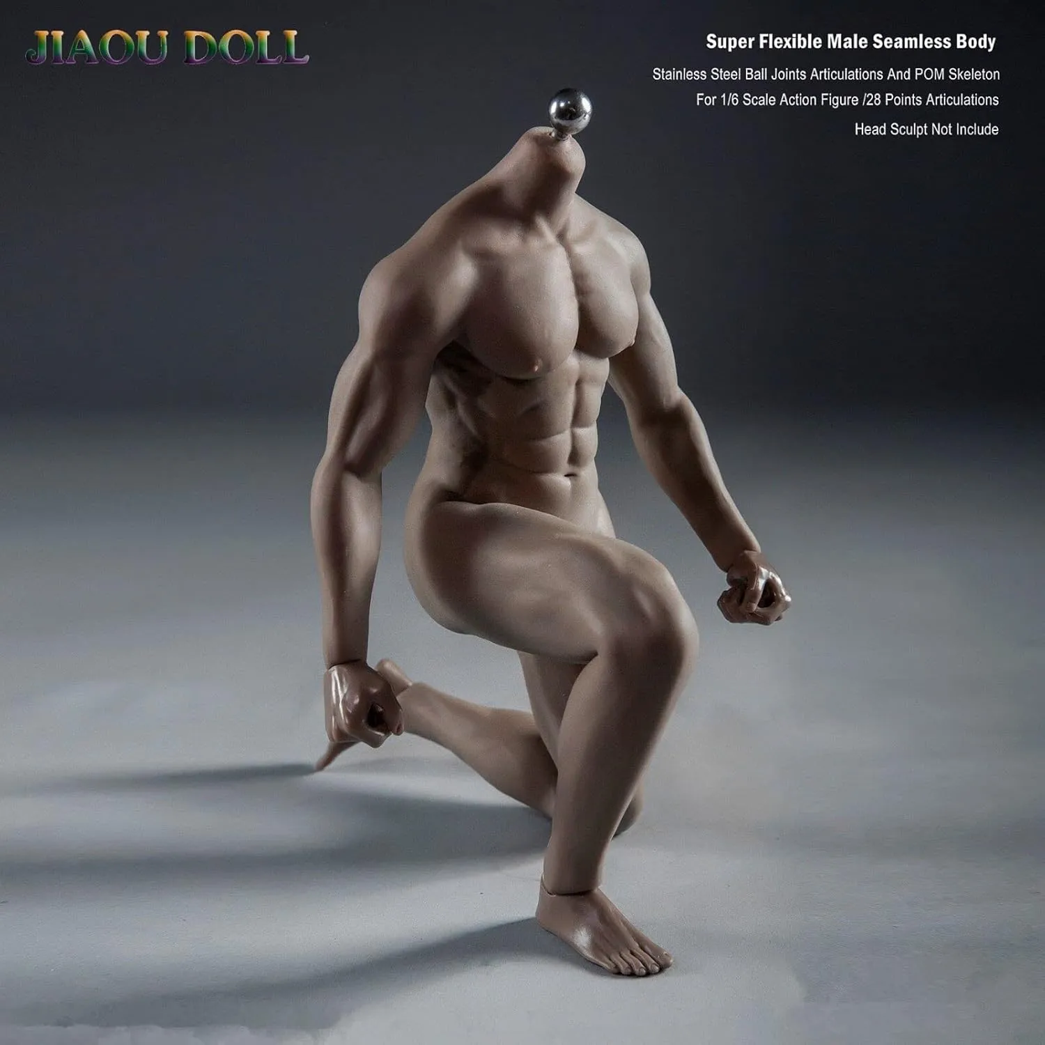 1/6 Scale Male Body,JIAOU Doll 12inch Male Super Flexible Strong Muscle Seamless Action Figure Body Collection (JOK-12D, Black Skin)