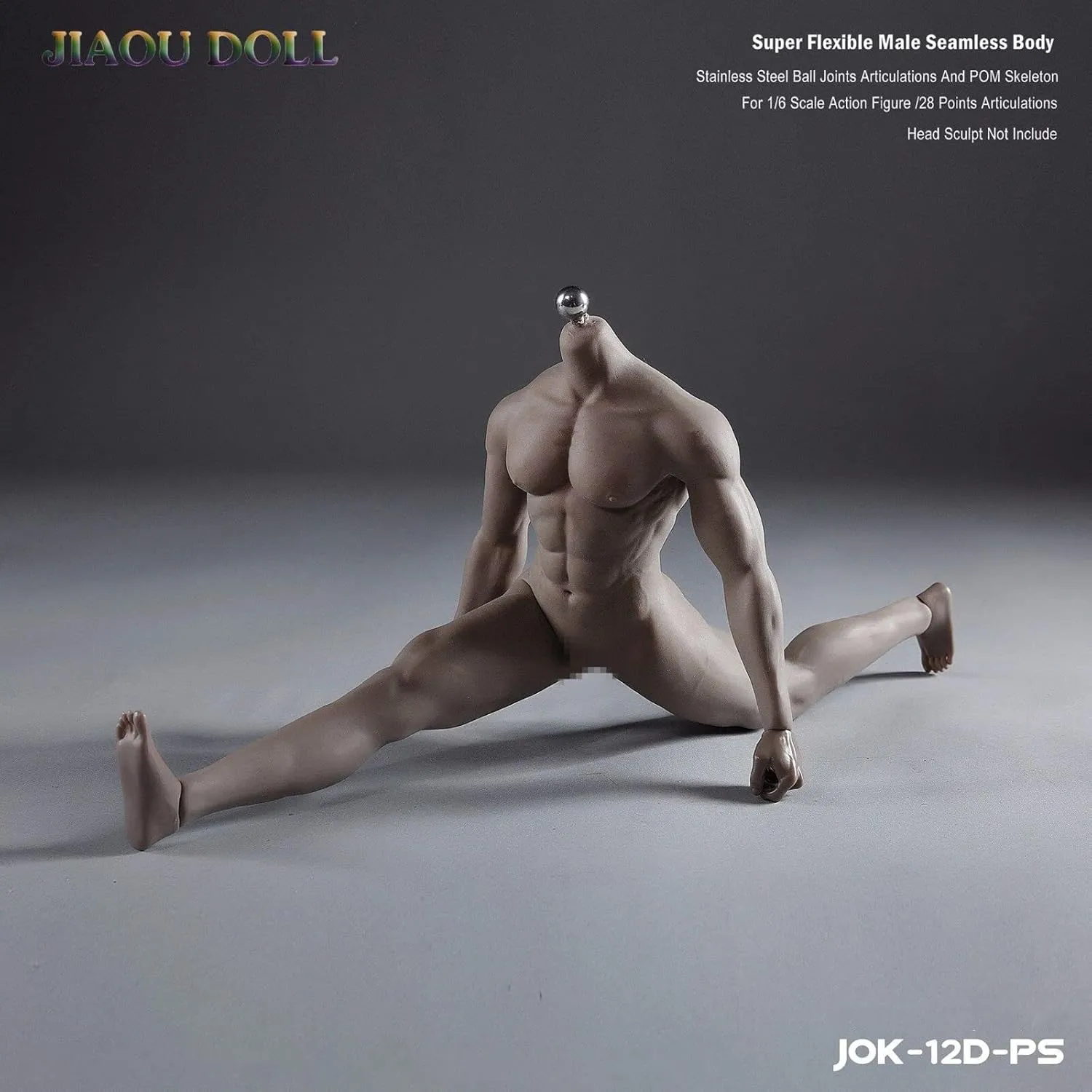 1/6 Scale Male Body,JIAOU Doll 12inch Male Super Flexible Strong Muscle Seamless Action Figure Body Collection (JOK-12D, Black Skin)