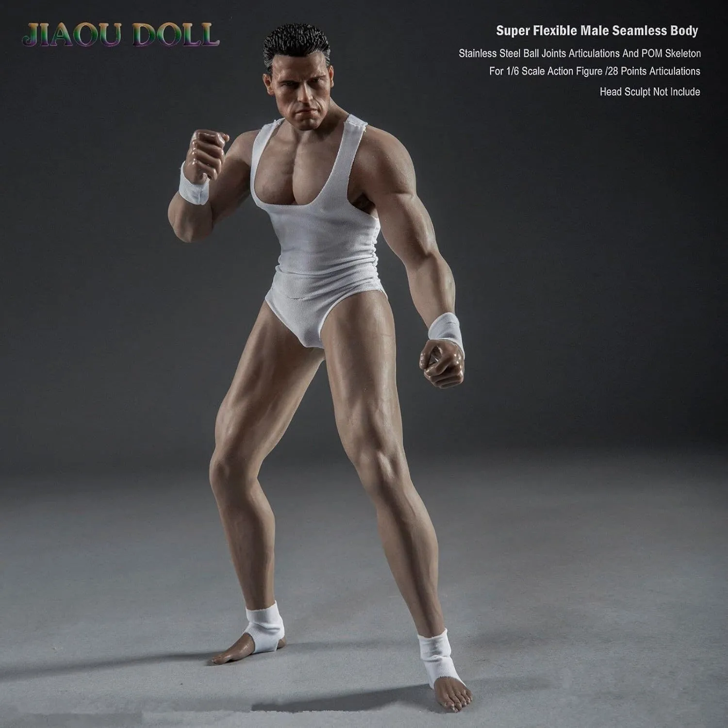 1/6 Scale Male Body,JIAOU Doll 12inch Male Super Flexible Strong Muscle Seamless Action Figure Body Collection (JOK-12D, Black Skin)