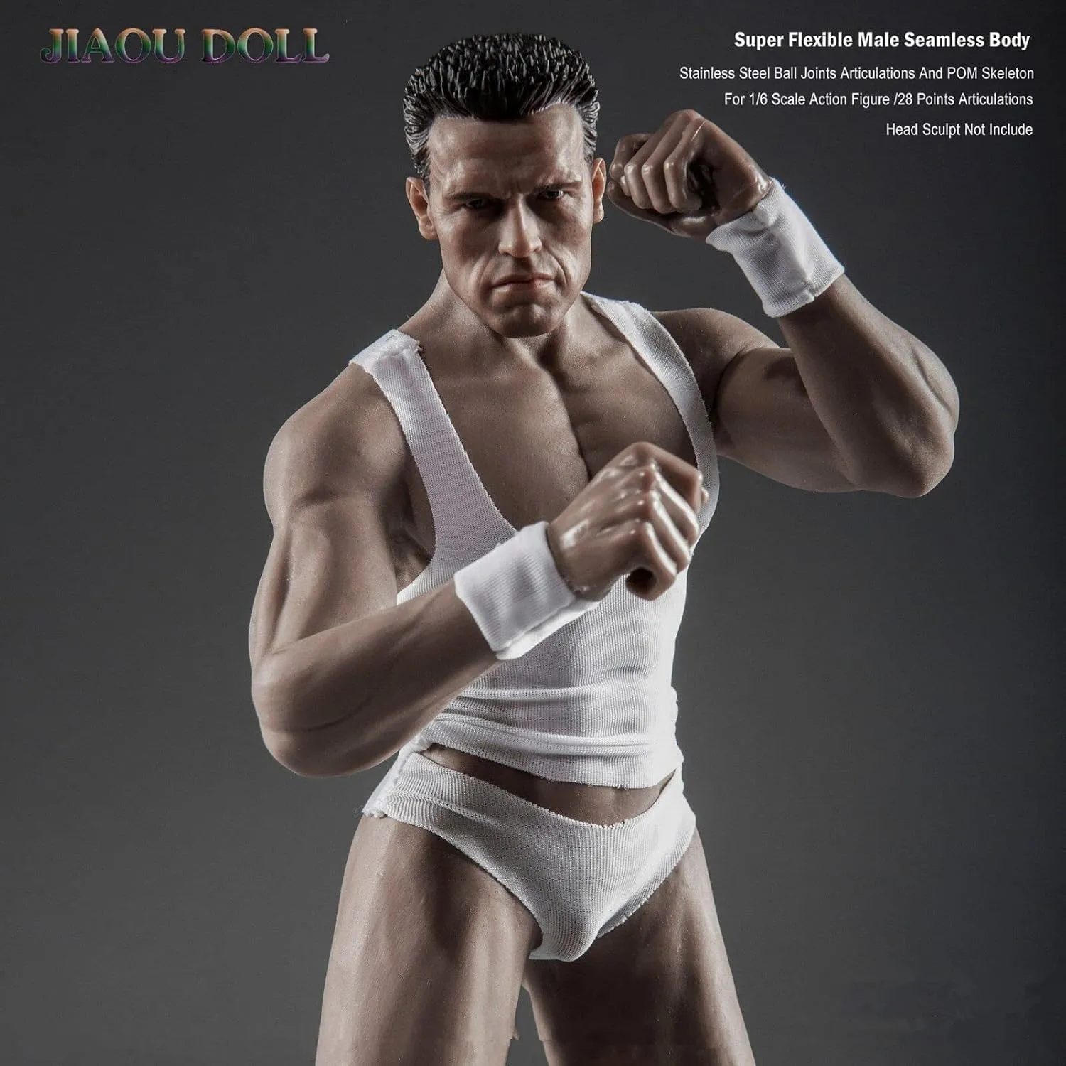 1/6 Scale Male Body,JIAOU Doll 12inch Male Super Flexible Strong Muscle Seamless Action Figure Body Collection (JOK-12D, Black Skin)