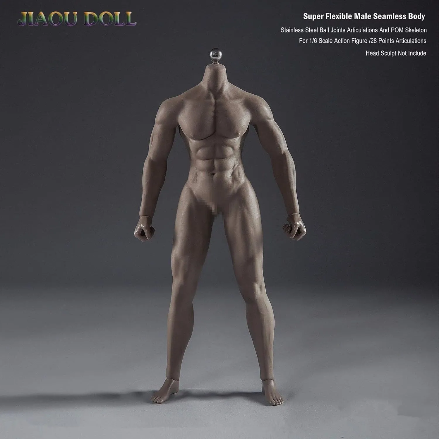 1/6 Scale Male Body,JIAOU Doll 12inch Male Super Flexible Strong Muscle Seamless Action Figure Body Collection (JOK-12D, Black Skin)