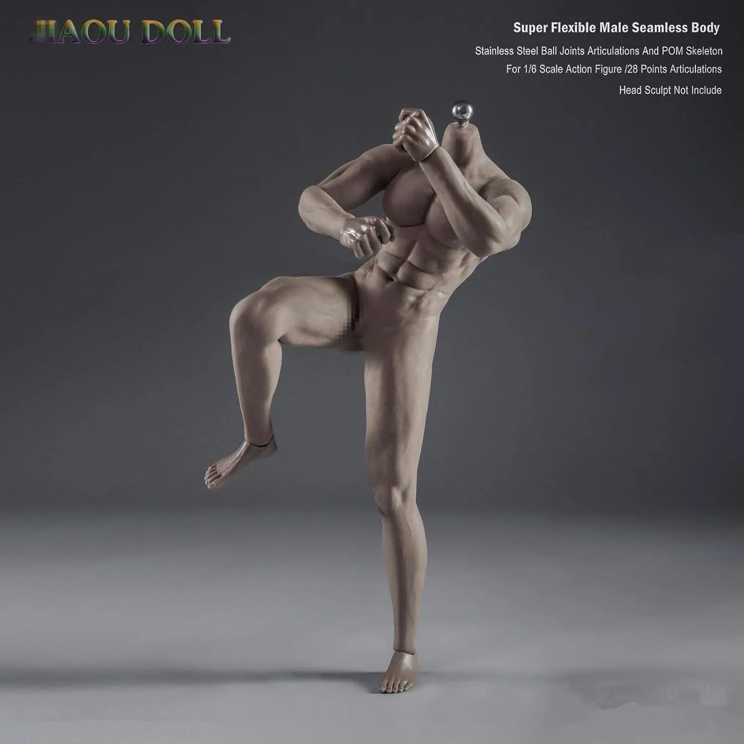 1/6 Scale Male Body,JIAOU Doll 12inch Male Super Flexible Strong Muscle Seamless Action Figure Body Collection (JOK-12D, Black Skin)
