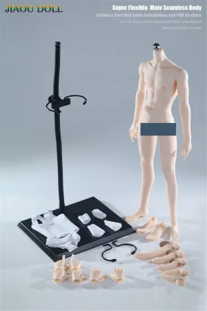 1/6 Scale Male Body,JIAOU Doll 12inch Super Flexible Male Seamless Long Legs Muscle Action Figure Body Collectible (JOK-17A-WS Pale Skin)