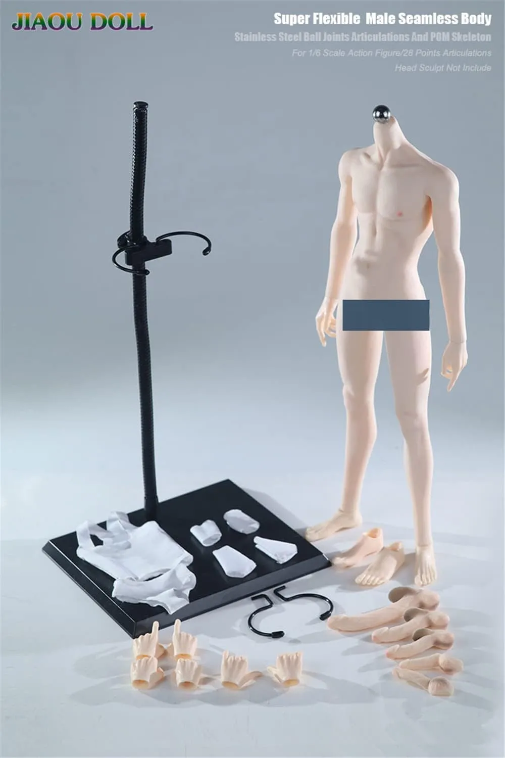 1/6 Scale Male Body,JIAOU Doll 12inch Super Flexible Male Seamless Long Legs Muscle Action Figure Body Collectible (JOK-17A-WS Pale Skin)