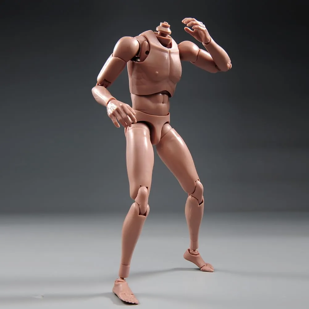 1:6 Scale Nude Male Figure Body, Europe/Asian Skin Muscular Body Model Man Action Figure Fit 12Inch Doll Without Head Sculpt for Head with Neck (MX02-A)