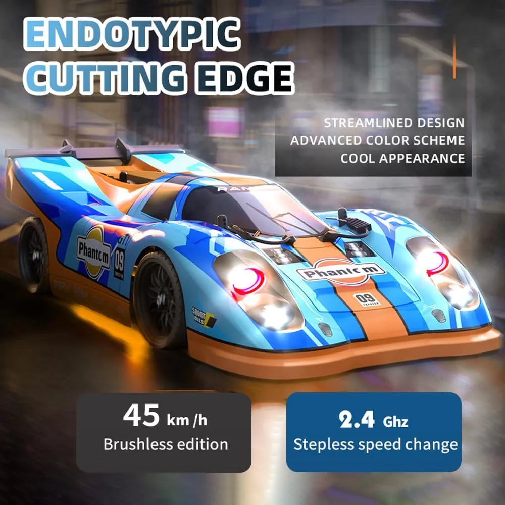 16307Pro Brushless RC Car, On Road High Power Drift Car 4WD Remote Control Truck, 45KM/H High Speed RC Car for Racing, Street Bash Electric Powered Drifting Car with 7 Modes LED Lights
